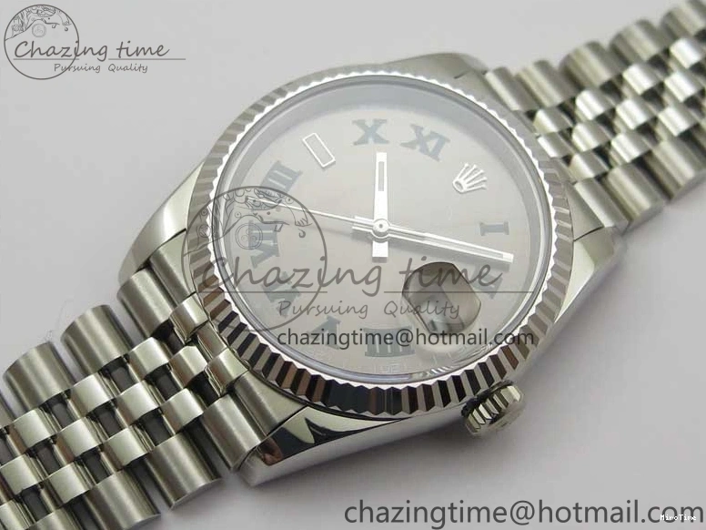 MiroTime 1221 Compact DateJust 36 SS 126234 BP Maker 1:1 Best Edition Fluted Bezel Gray Roman Dial on Jubilee Bracelet 2527
